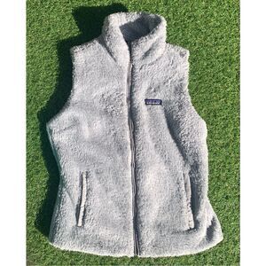 Patagonia Los Gatos Fleece Light Gray FUZZY VEST mens LARGE